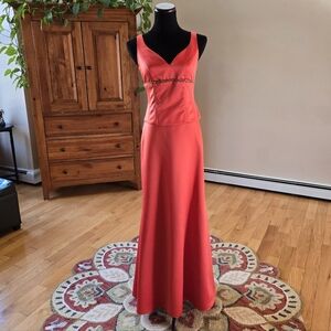 Persimmon Orange 2 Piece Gown Prom Dress